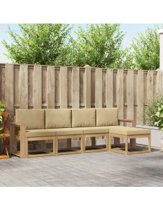 Set di divani da esterno con cuscino 5 pcs Bianco e Beige