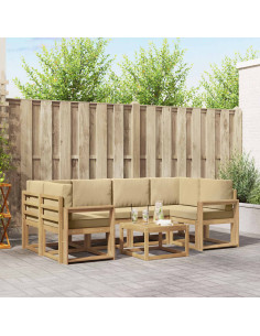 Set di divani da esterno con cuscino 7 pcs Bianco e Beige
