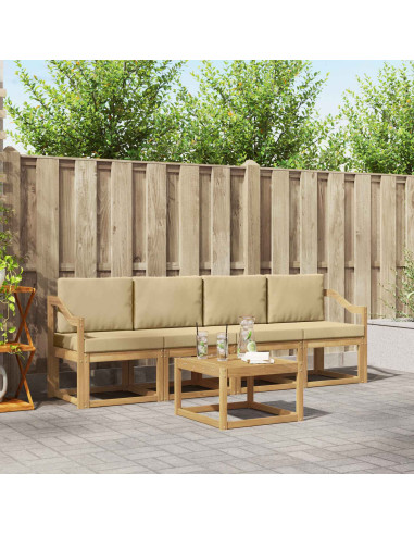 Set di divani da esterno con cuscino 5 pcs Bianco e Beige