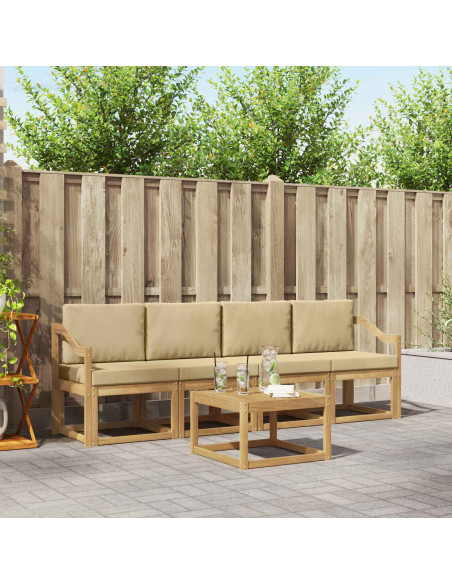 Set di divani da esterno con cuscino 5 pcs Bianco e Beige