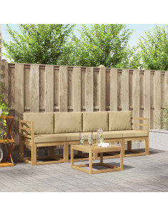 Set di divani da esterno con cuscino 5 pcs Bianco e Beige