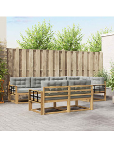 Set di divani da esterno 6 pcs Bianco e Grigio Chiaro