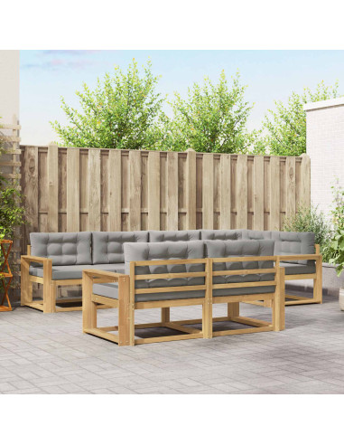 Set di divani da esterno 6 pcs Bianco e Grigio Chiaro