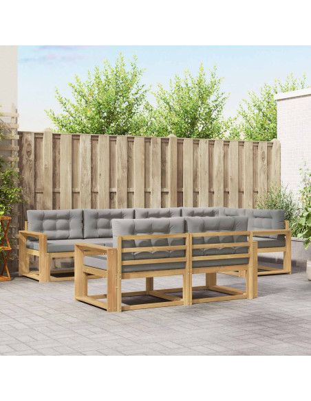 Set di divani da esterno 6 pcs Bianco e Grigio Chiaro