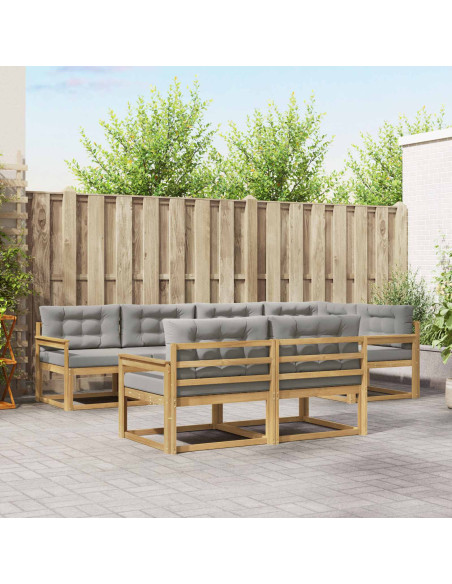Set di divani da esterno 6 pcs Bianco e Grigio Chiaro