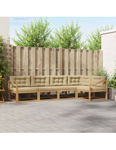 Set di divani da esterno 4 pcs Bianco e Beige Poliestere