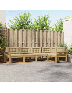 Set di divani da esterno 4 pcs Bianco e Beige Poliestere