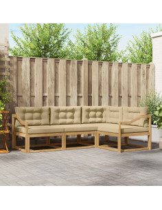Set di divani da esterno 3 pcs Bianco e Beige Poliestere