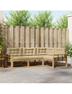 Set di divani da esterno 3 pcs Bianco e Beige Poliestere