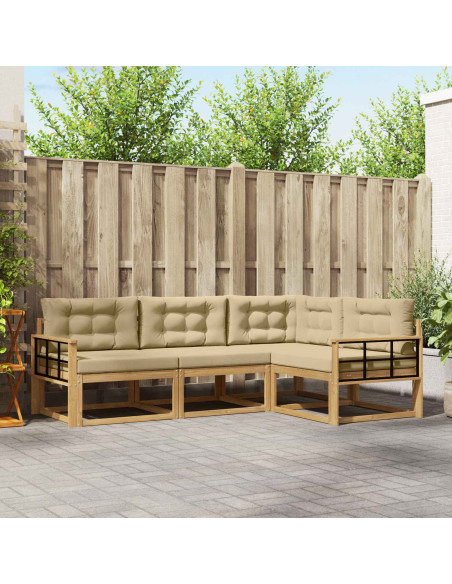 Set di divani da esterno 3 pcs Bianco e Beige Poliestere