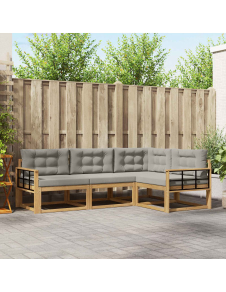 Set di divani da esterno 3 pcs Bianco e Grigio Chiaro
