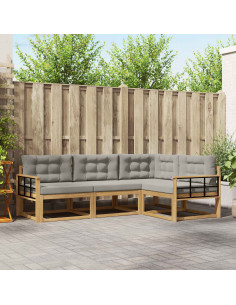 Set di divani da esterno 3 pcs Bianco e Grigio Chiaro 2