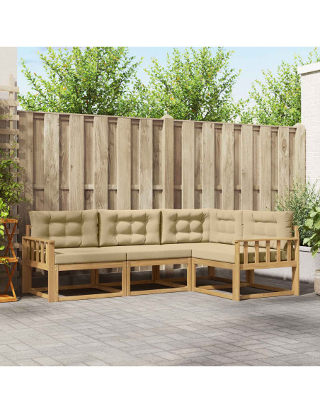Set di divani da esterno 3 pcs Bianco e Beige Poliestere