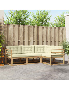 Set di divani da esterno 3 pcs Bianco e Crema Poliestere