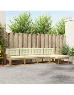 Set di divani da esterno 4 pcs Bianco e Crema Poliestere 2