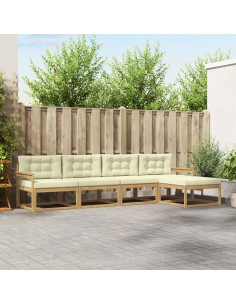 Set di divani da esterno 4 pcs Bianco e Crema Poliestere