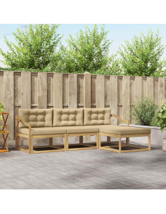 Set di divani da esterno 4 pcs Bianco e Beige Poliestere 2