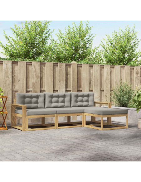 Set di divani da esterno 4 pcs Bianco e Grigio Chiaro