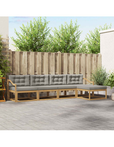 Set di divani da esterno 4 pcs Bianco e Grigio Chiaro