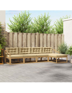 Set di divani da esterno 4 pcs Bianco e Beige Poliestere