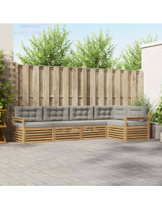 Set di divani da esterno 6 pcs Bianco e Grigio Chiaro