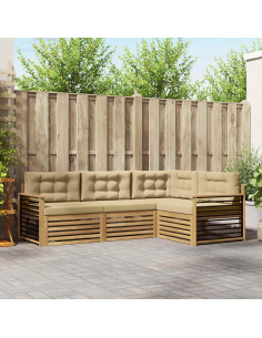 Set di divani da esterno 5 pcs Bianco e Beige Poliestere