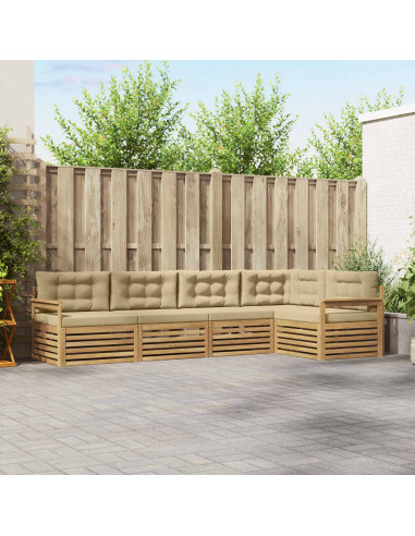 Set di divani da esterno 6 pcs Bianco e Beige Poliestere