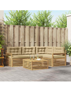 Set di divani da esterno 6 pcs Bianco e Beige Poliestere
