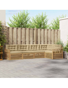 Set di divani da esterno 6 pcs Bianco e Beige Poliestere