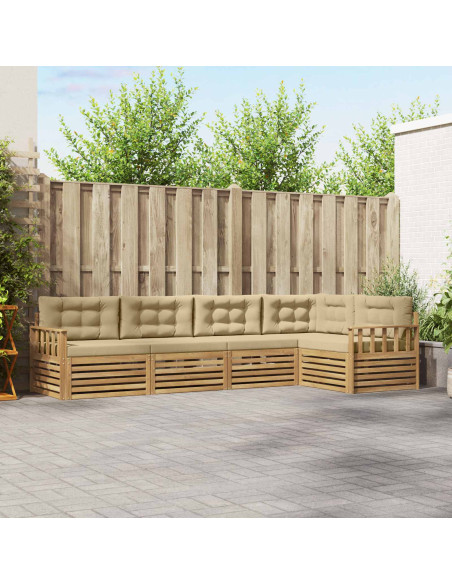 Set di divani da esterno 6 pcs Bianco e Beige Poliestere
