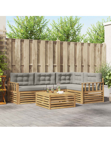 Set di divani da esterno 6 pcs Bianco e Grigio Chiaro