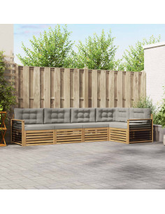 Set di divani da esterno 6 pcs Bianco e Grigio Chiaro