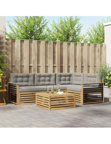 Set di divani da esterno 6 pcs Bianco e Grigio Chiaro