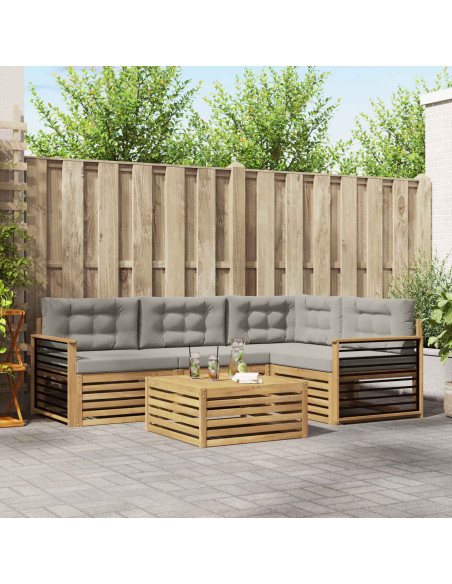 Set di divani da esterno 6 pcs Bianco e Grigio Chiaro