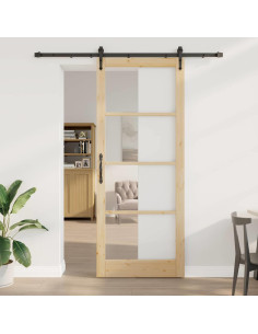 Porta scorrevole Naturale e Nero 93 x 232 cm