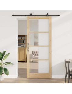 Porta scorrevole ORKDAL Naturale e Nero 93 x 232 cm