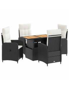 Set da pranzo per esterni con cuscino 5 pcs Nero e Bianco Crema