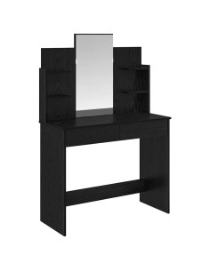 Toilette con Specchio con cassetto Rovere Nero 96 x 39 x 142 cm 2