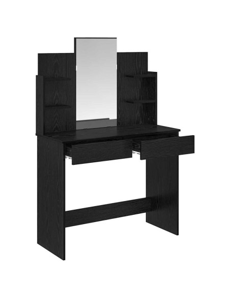 Toilette con Specchio con cassetto Rovere Nero 96 x 39 x 142 cm