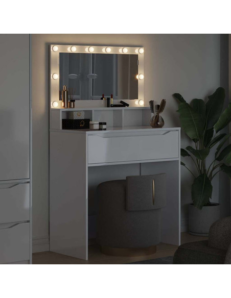 Tavoli da Trucco per Camera da Letto con cassetto Bianco Lucido