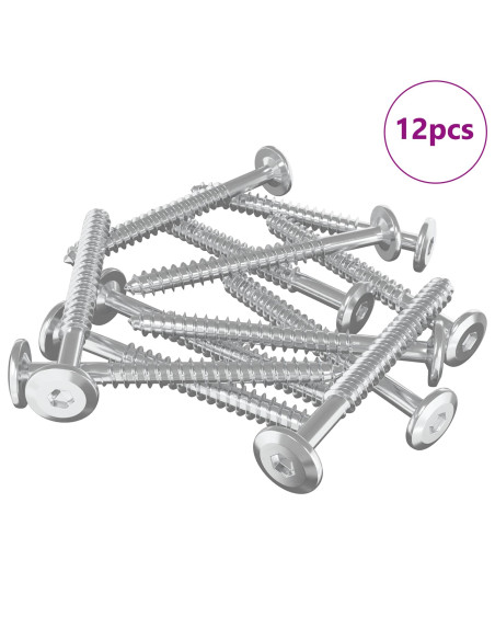 Viti in Legno 12 pcs Argento M6 x 70 mm Acciaio