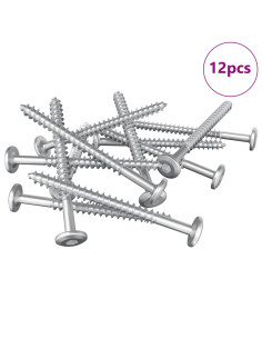 Viti in Legno 12 pcs Argento M6 x 70 mm Acciaio 2