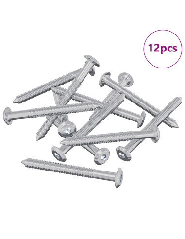 Viti per mobili 12 pcs Argento M6 x 60 mm Acciaio