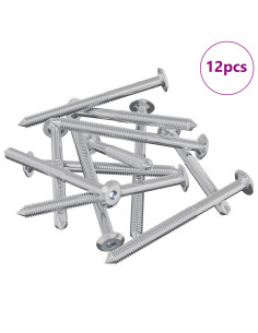 Viti per mobili 12 pcs Argento M6 x 70 mm Acciaio 2