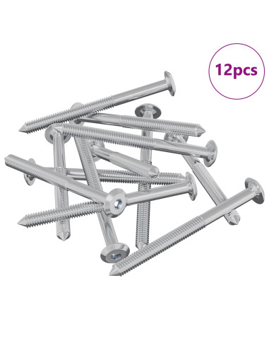 Viti per mobili 12 pcs Argento M6 x 70 mm Acciaio