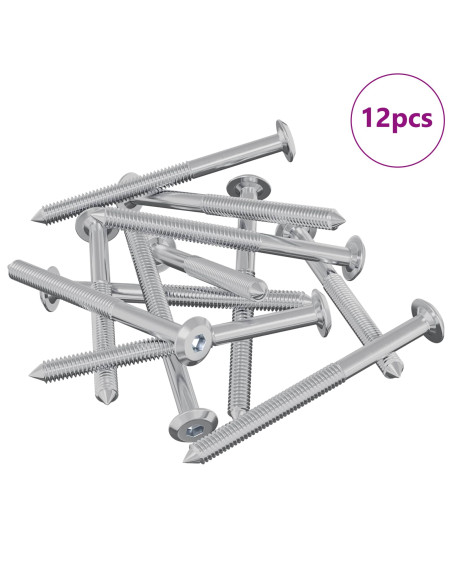 Viti per mobili 12 pcs Argento M6 x 70 mm Acciaio