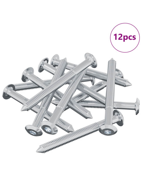 Vite 12 pcs Argento M6 x 60 mm Acciaio