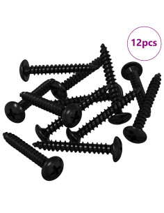 Chiodo Filettato 12 pcs Nero M4 x 28 mm Acciaio 2