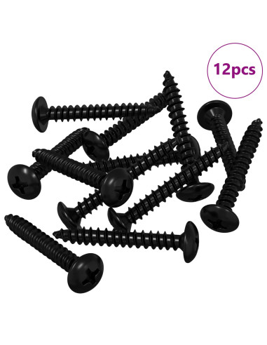 Chiodo Filettato 12 pcs Nero M4 x 28 mm Acciaio