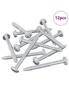 Vite in Legno 12 pcs Argento 9,8 x 53 mm Acciaio 2